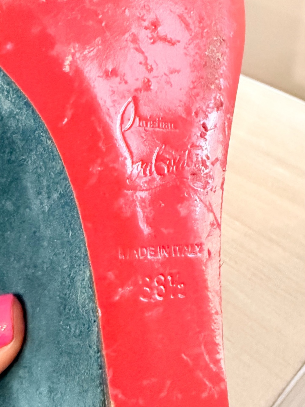 Christian Louboutin Suede Teal Wedge Pumps – EU 38.5 - Picture 8 of 8